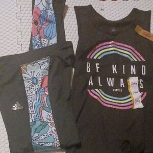 Adidas Kids Charcoal 'Be Kind Always' Tee and Leggings Set